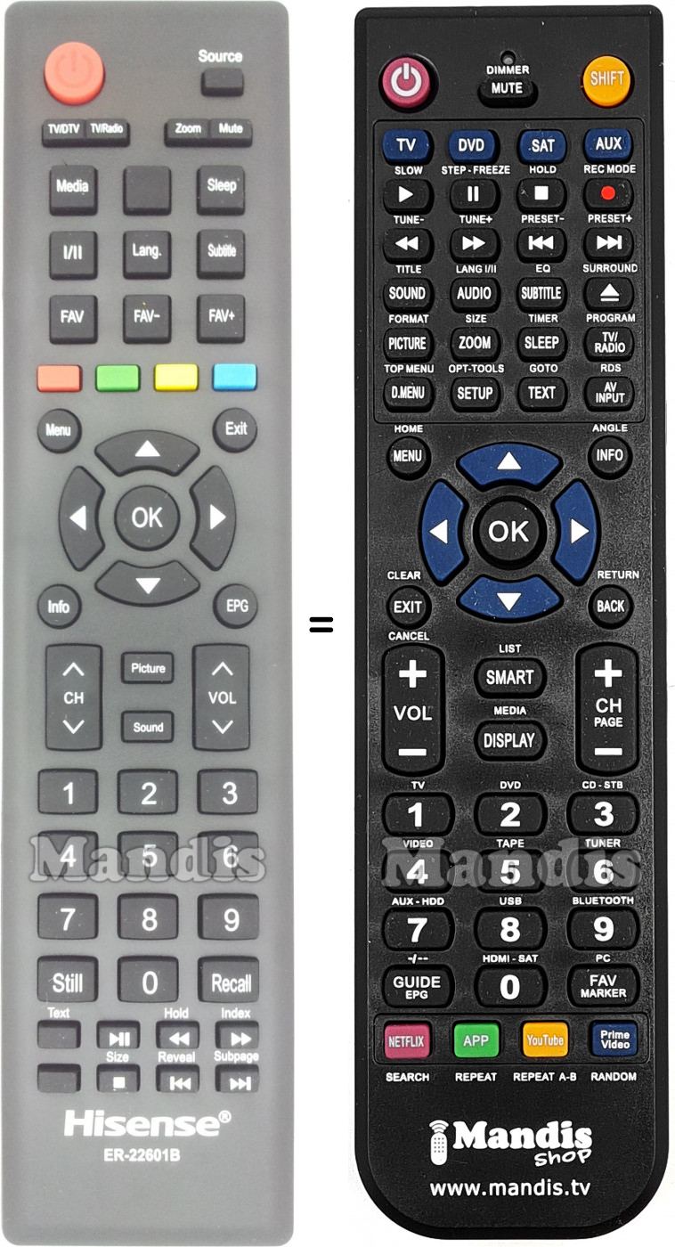 Replacement remote control Hisense ER-22601B