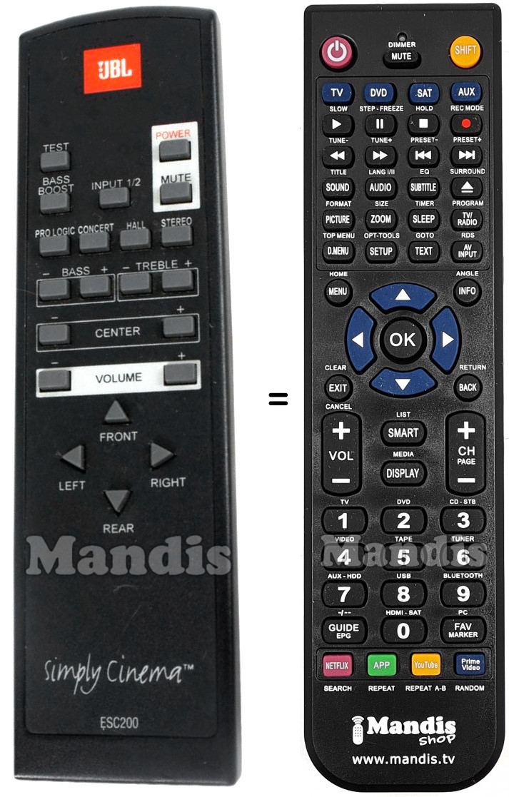Replacement remote control JBL ESC200