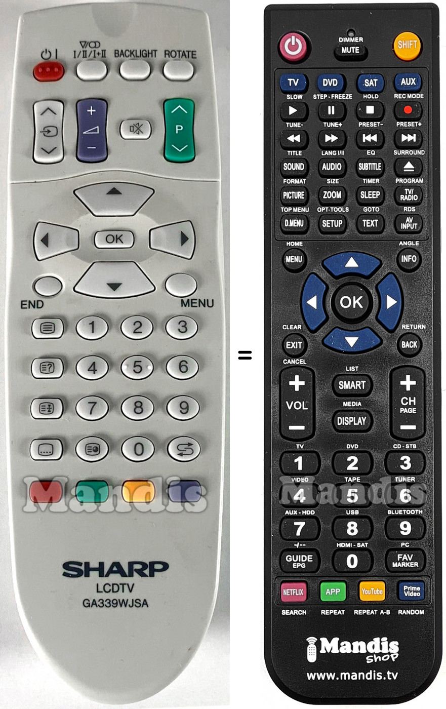 Replacement remote control Sharp GA339WJSA