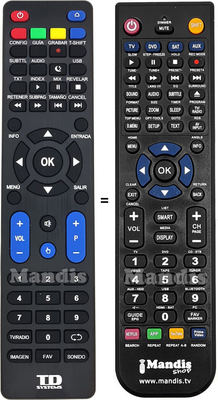 Replacement remote control TD Systems K50DLY8US