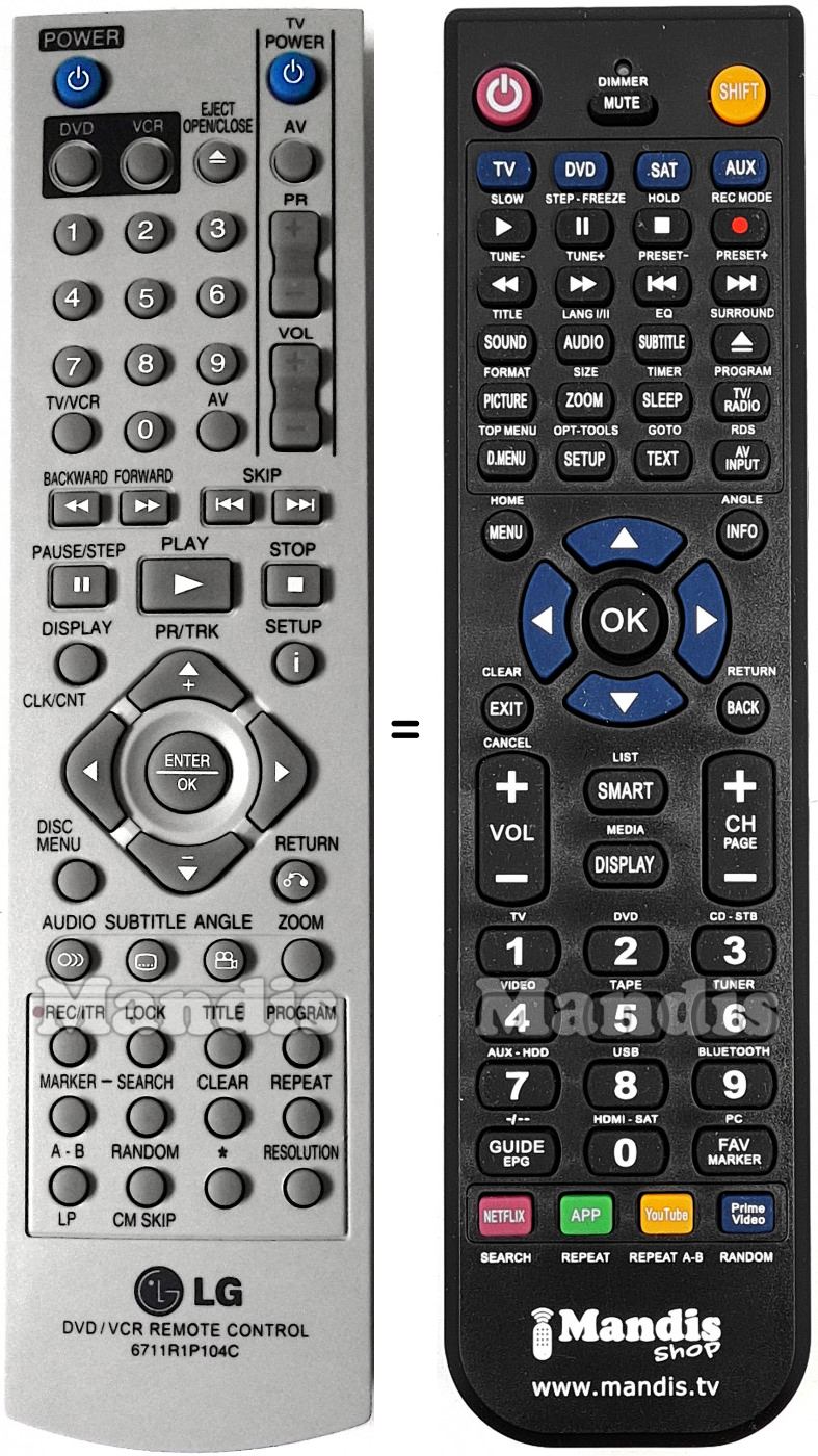 Replacement remote control Goldstar 6711R1P104C