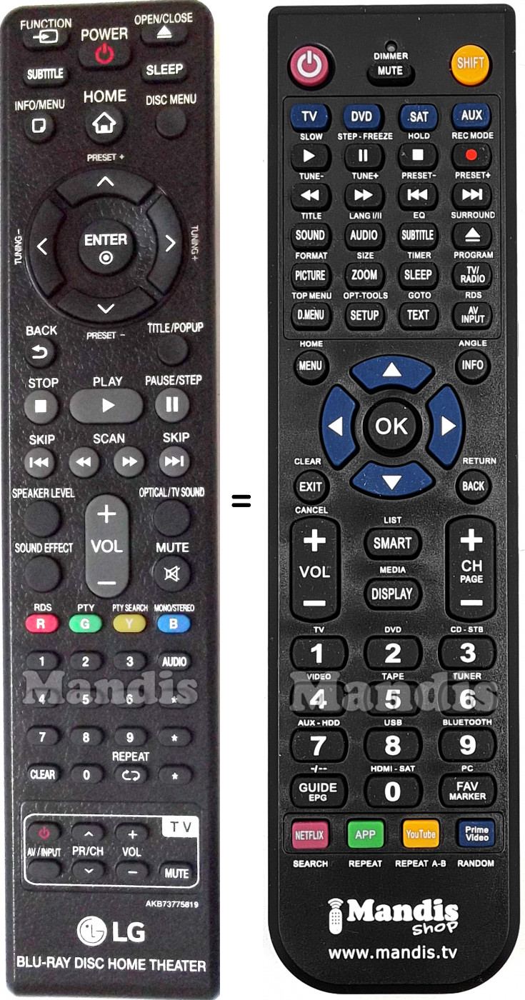Replacement remote control LG AKB73775819