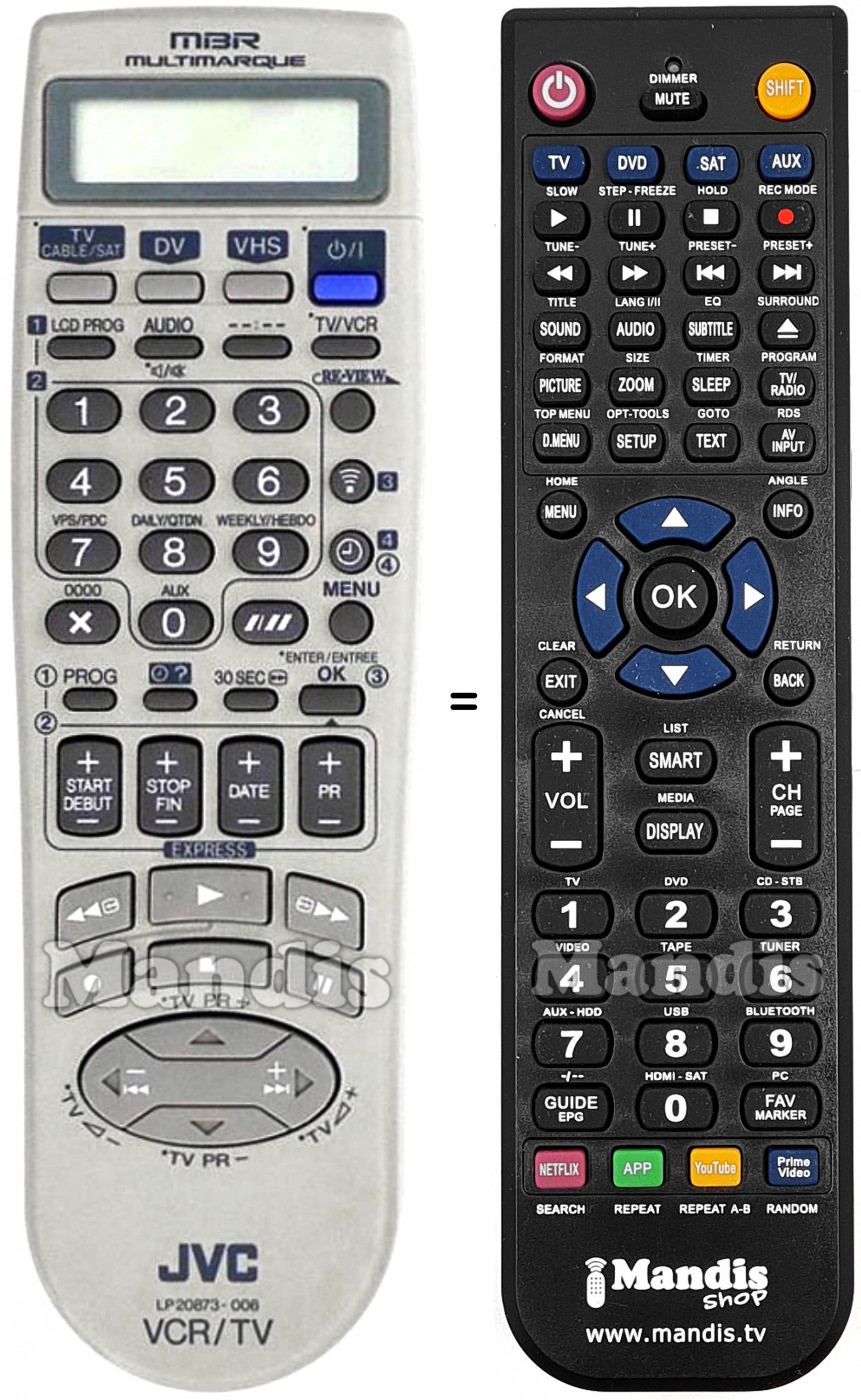 Replacement remote control JVC LP20873-006