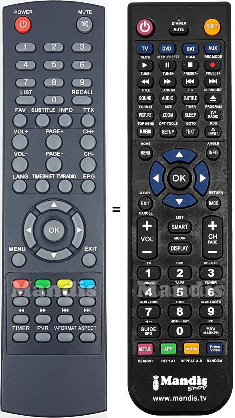 Replacement remote control NOT ONLY TV LV6TMPVR4