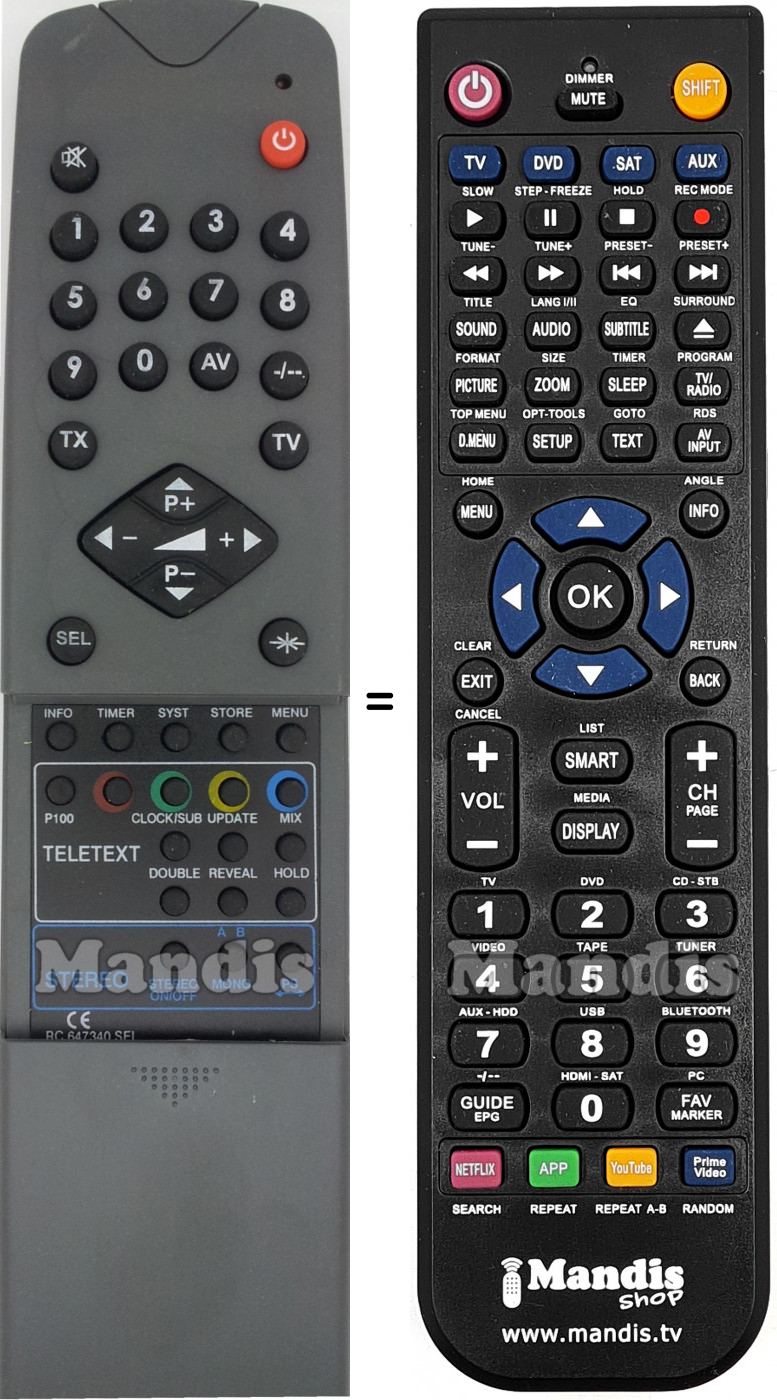 Replacement remote control Akai RC647340
