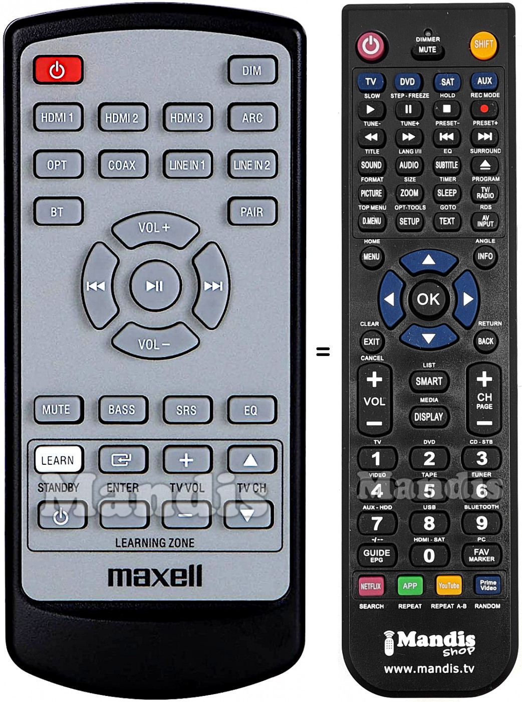 Replacement remote control Maxell MXSP-SB3000