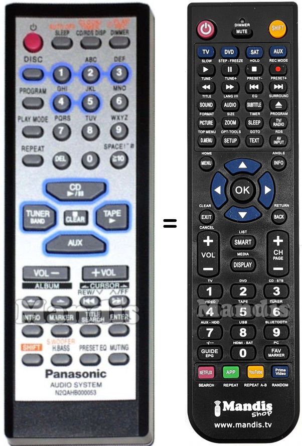 Replacement remote control Panasonic N2QAHB000053