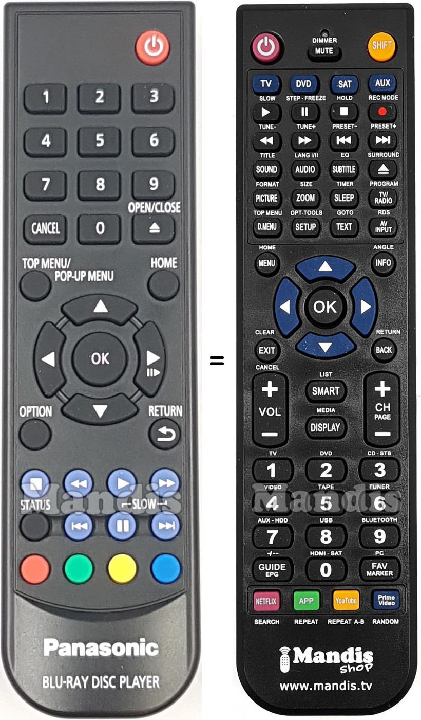 Replacement remote control Panasonic N2QAYA000205