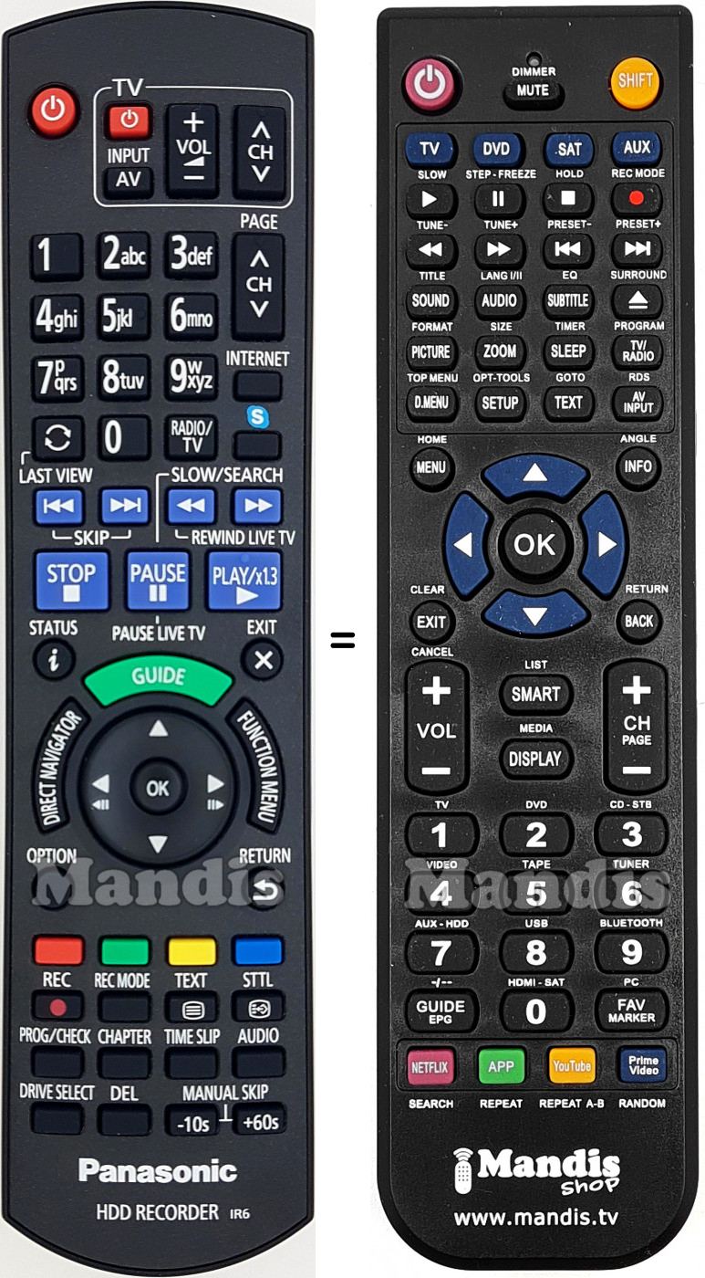Replacement remote control Panasonic N2QAYB000914