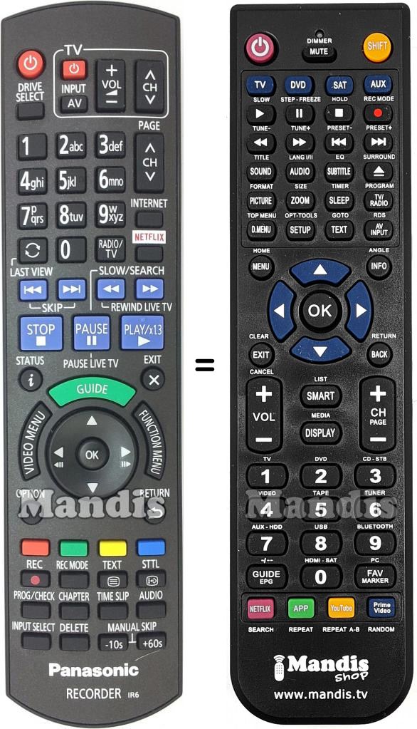 Replacement remote control Panasonic N2QAYB001046