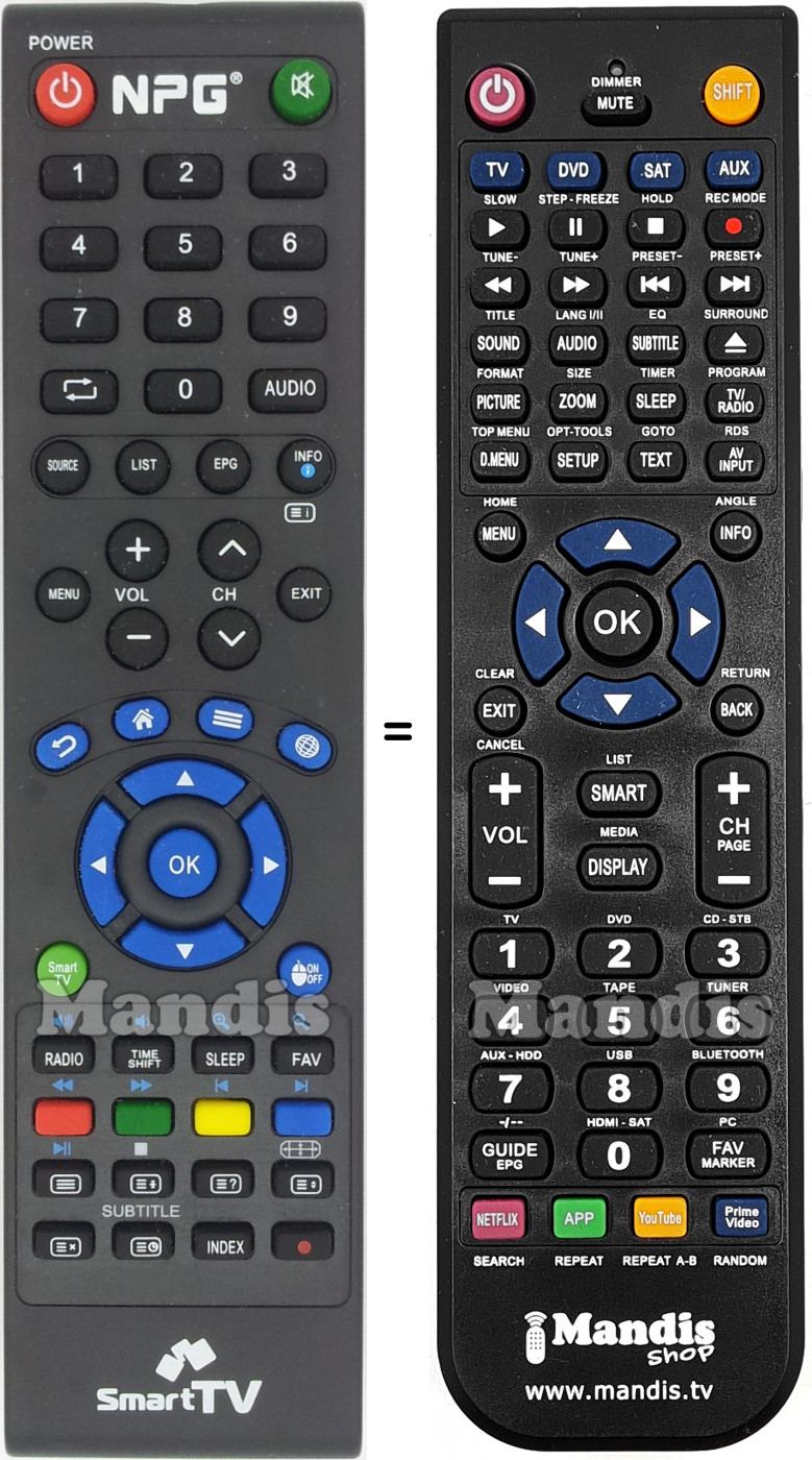 Replacement remote control Npg NSD-3238HHB
