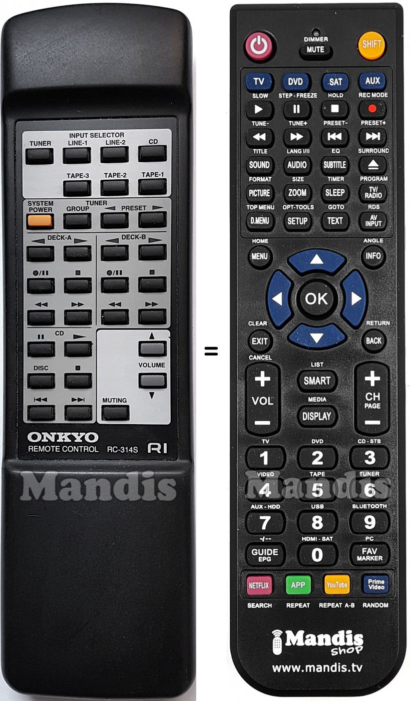 Replacement remote control RC-314S