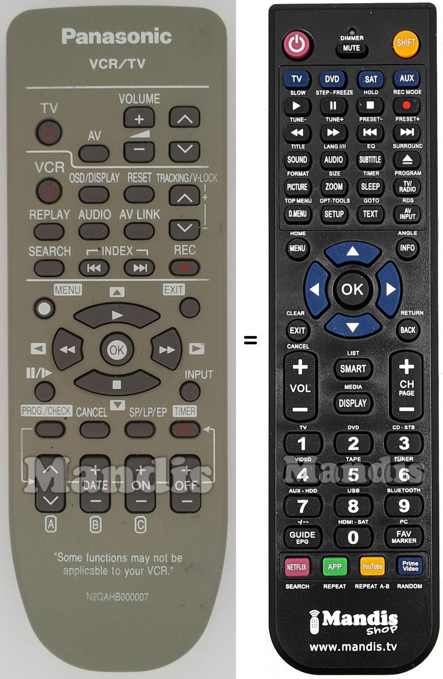 Replacement remote control Panasonic N2QAHB 000007