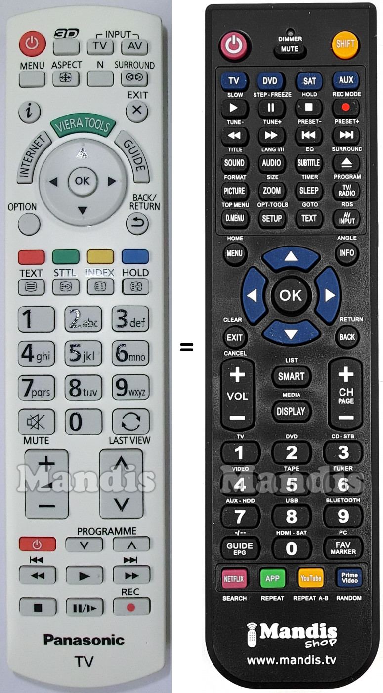 Replacement remote control Panasonic N2QAYB000785