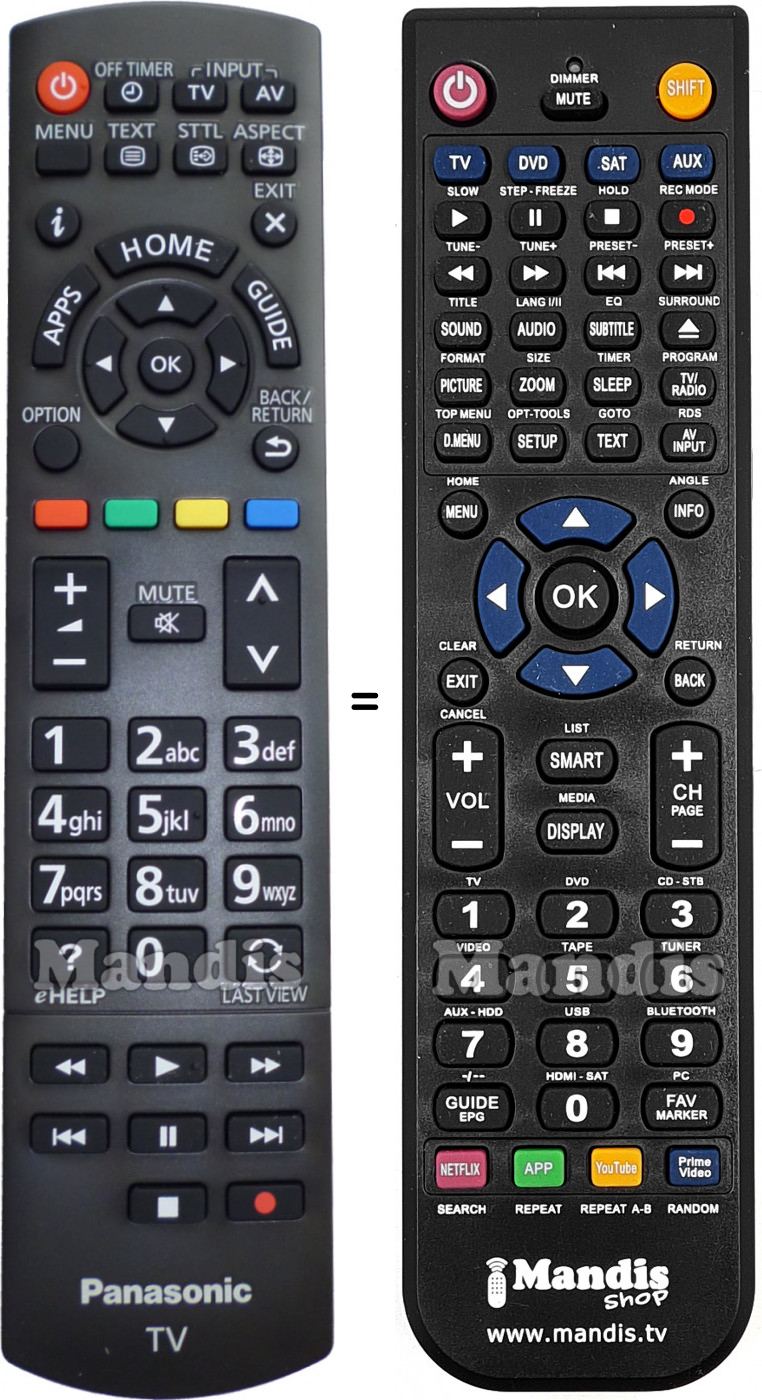 Replacement remote control Panasonic N2QAYB000830