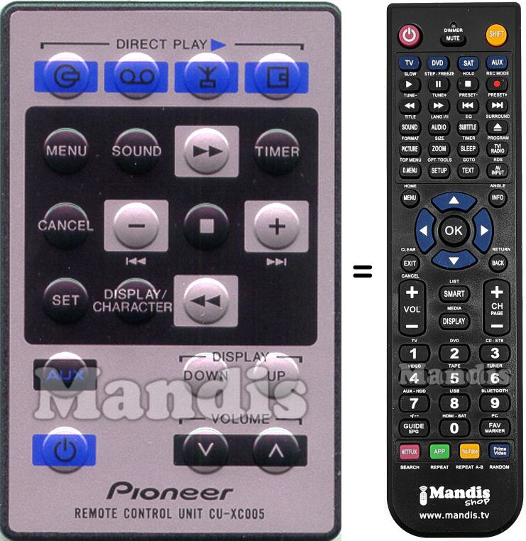 Replacement remote control Pioneer CU-XC005