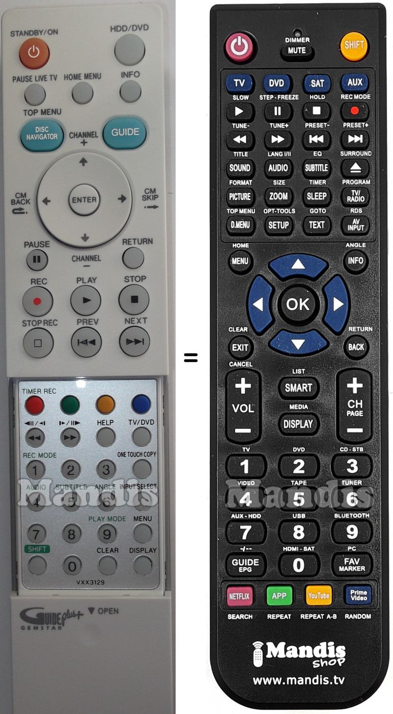 Replacement remote control Pioneer VXX3129