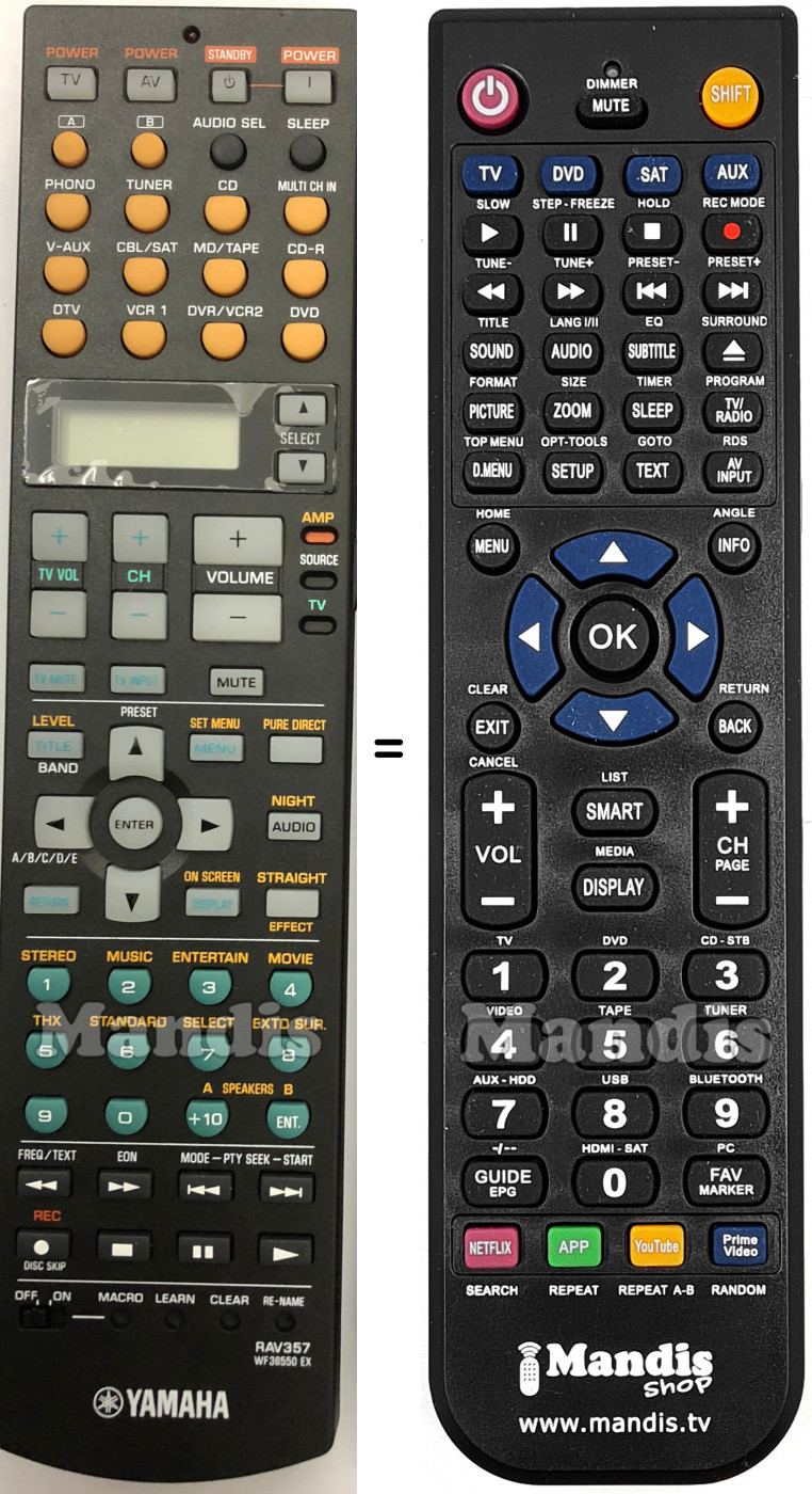 Replacement remote control Yamaha RAV357