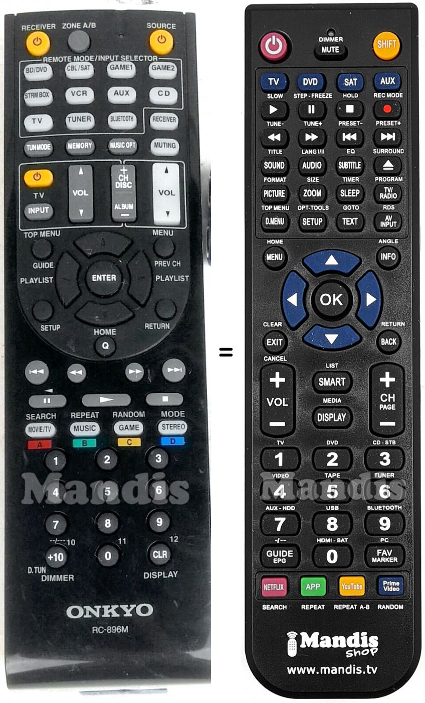 Replacement remote control RC-896M