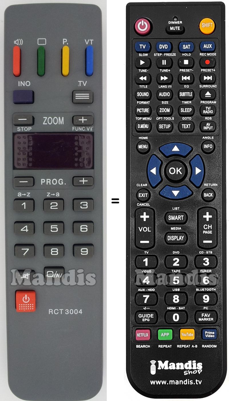 Replacement remote control Thomson RCT3004 