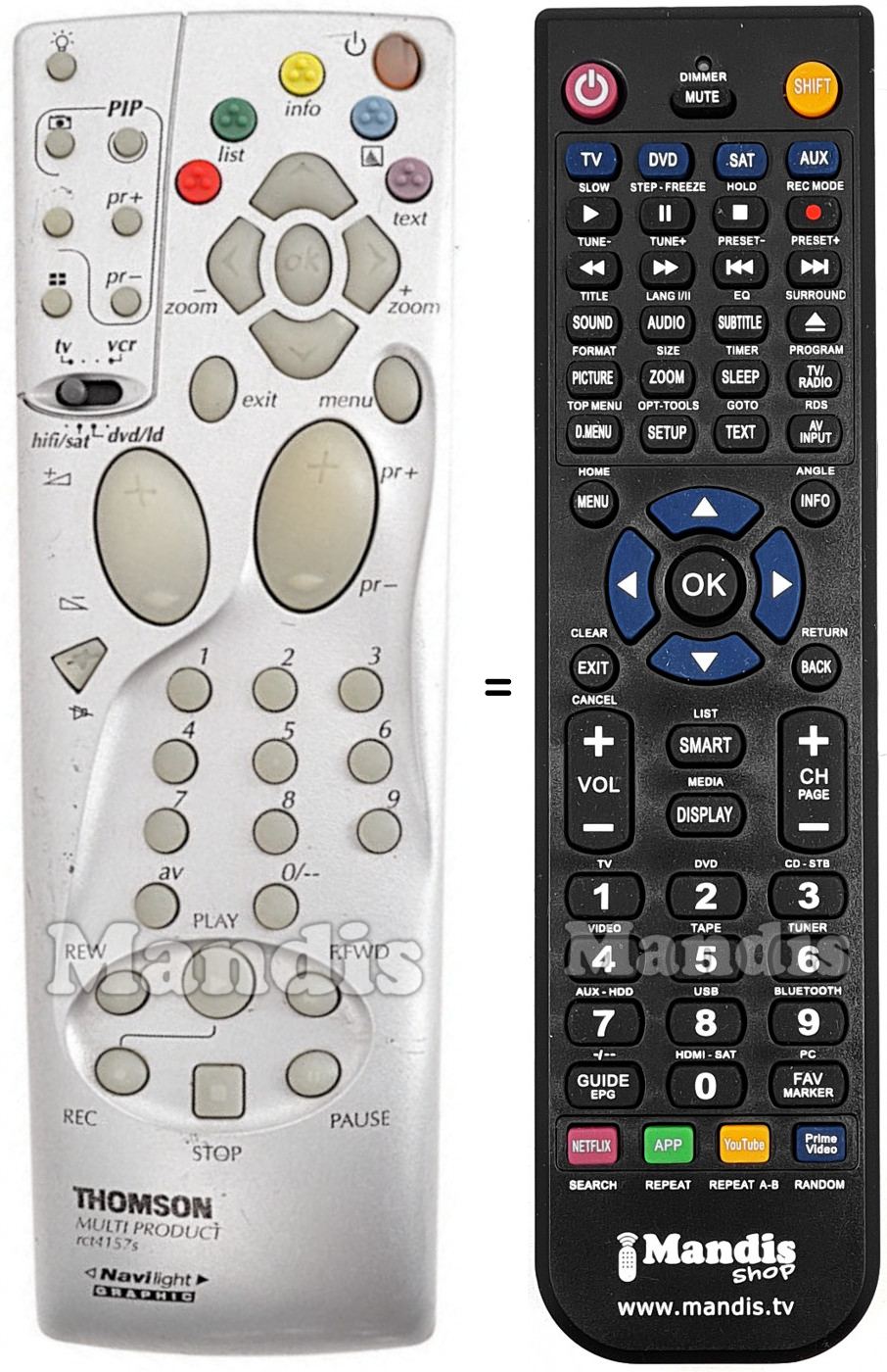 Replacement remote control Pathé Marconi RCT4157S