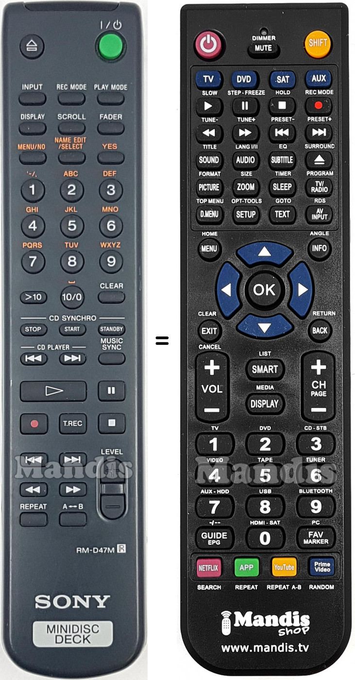 Replacement remote control RM-D47M