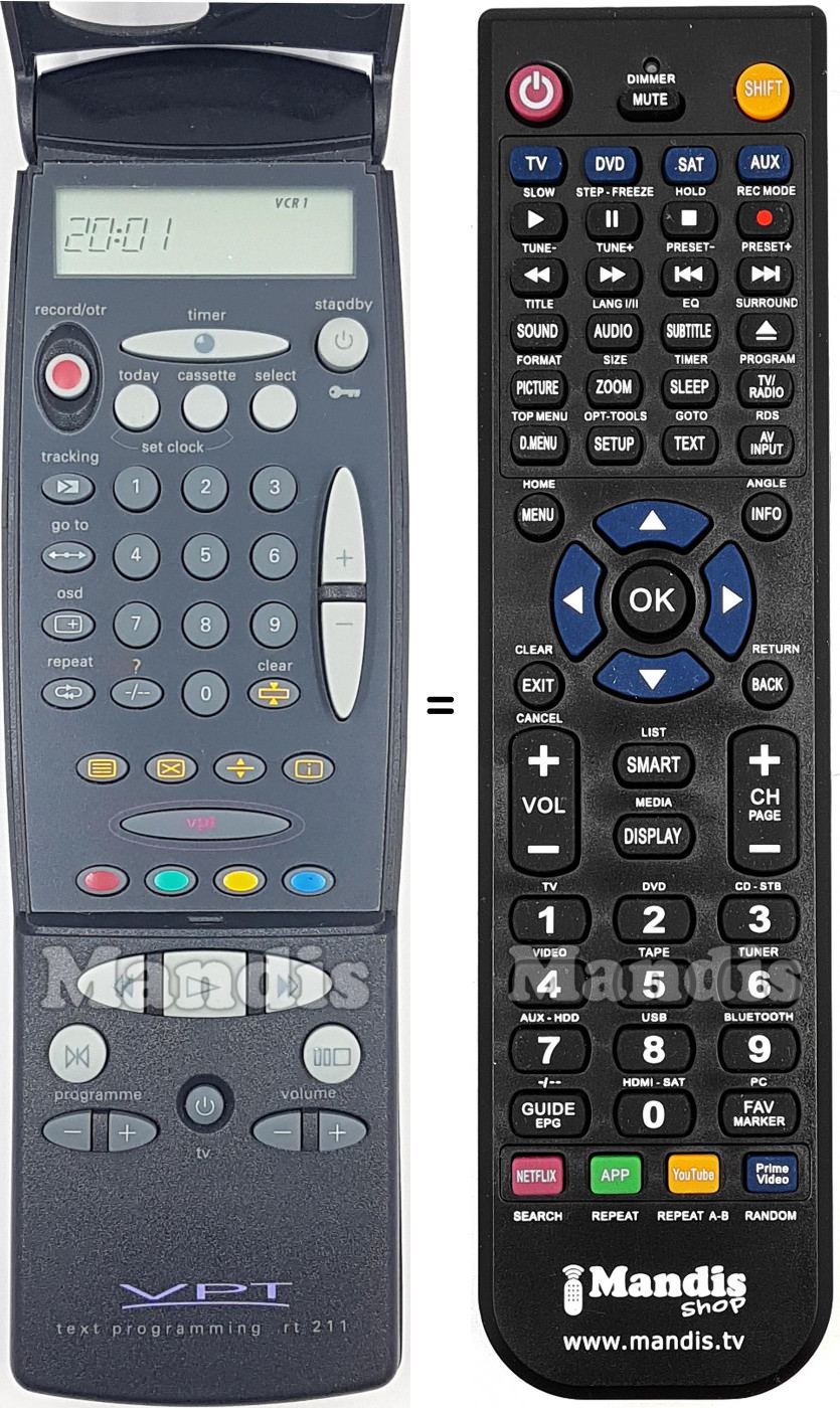 Replacement remote control Philips RT211-114