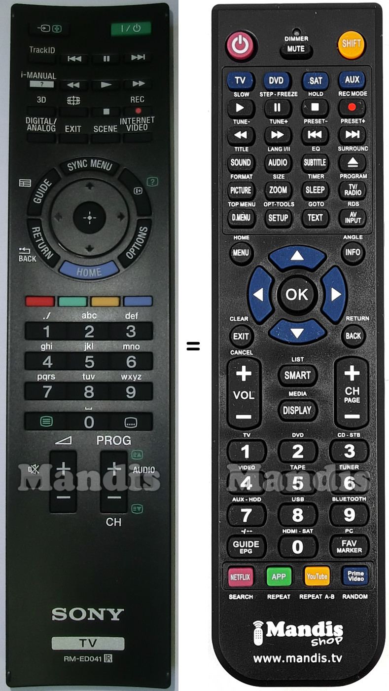 Replacement remote control Sony RM-ED041