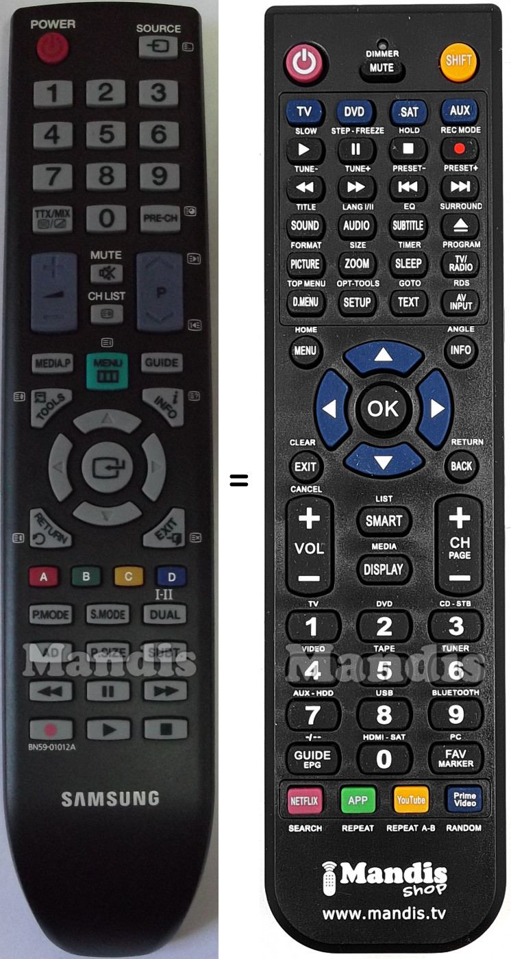Replacement remote control Samsung BN59-01012A