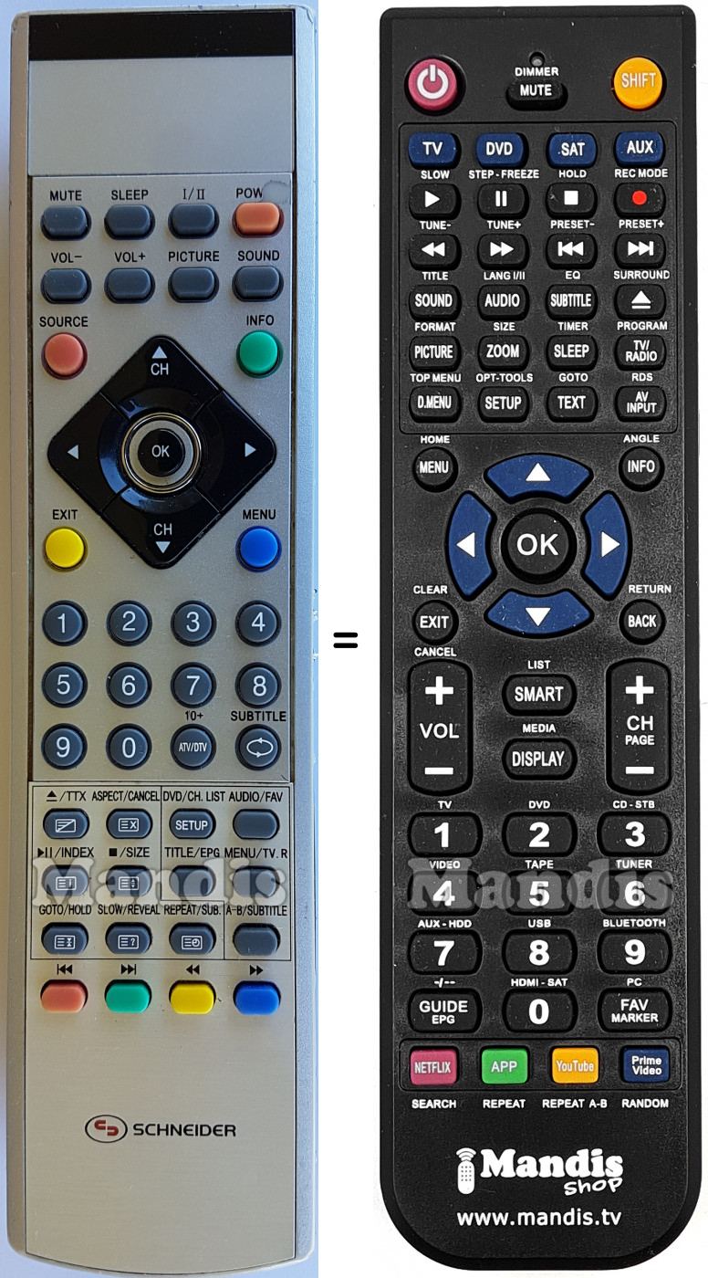 Replacement remote control SCHNEIDER STFT-2698