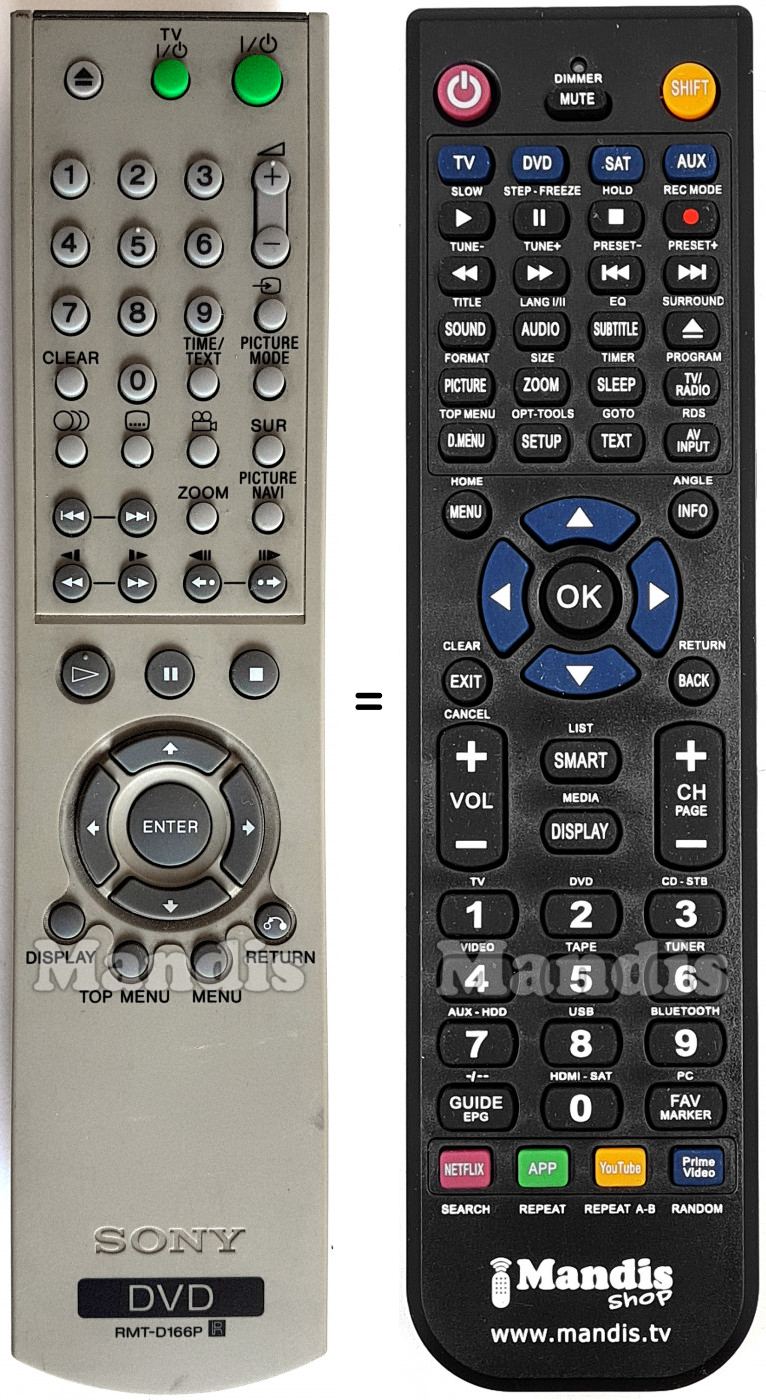 Replacement remote control Sony RMT-D166P
