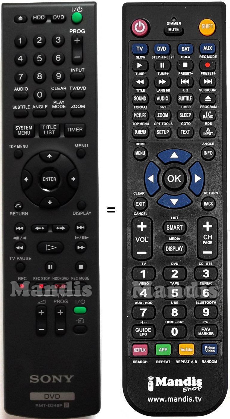 Replacement remote control Sony RMT-D246P