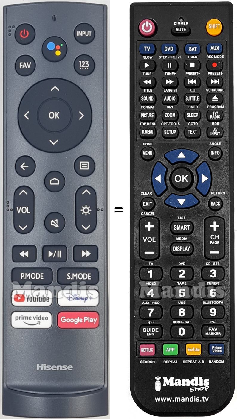 Replacement remote control Hisense ERF3AA90H