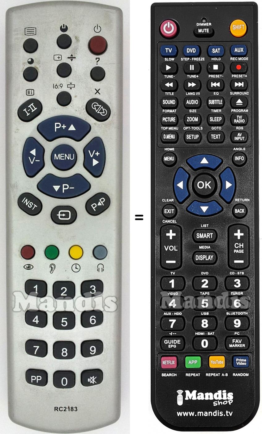 Replacement remote control RC2183
