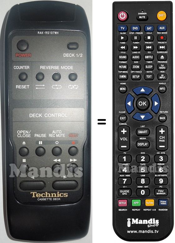 Replacement remote control Technics RAK-RS107WH