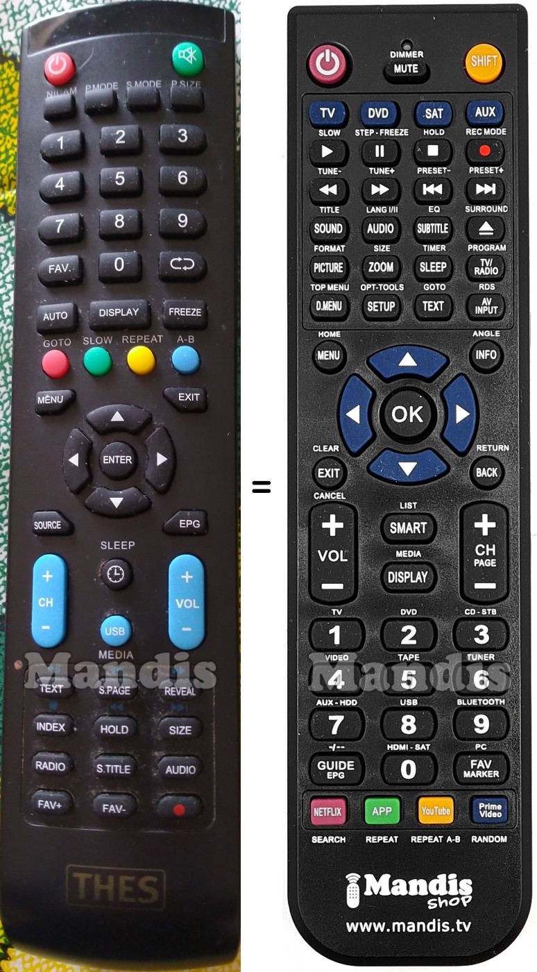 Replacement remote control THES LTW32A90K-3