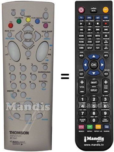Replacement remote control Thomson RC560