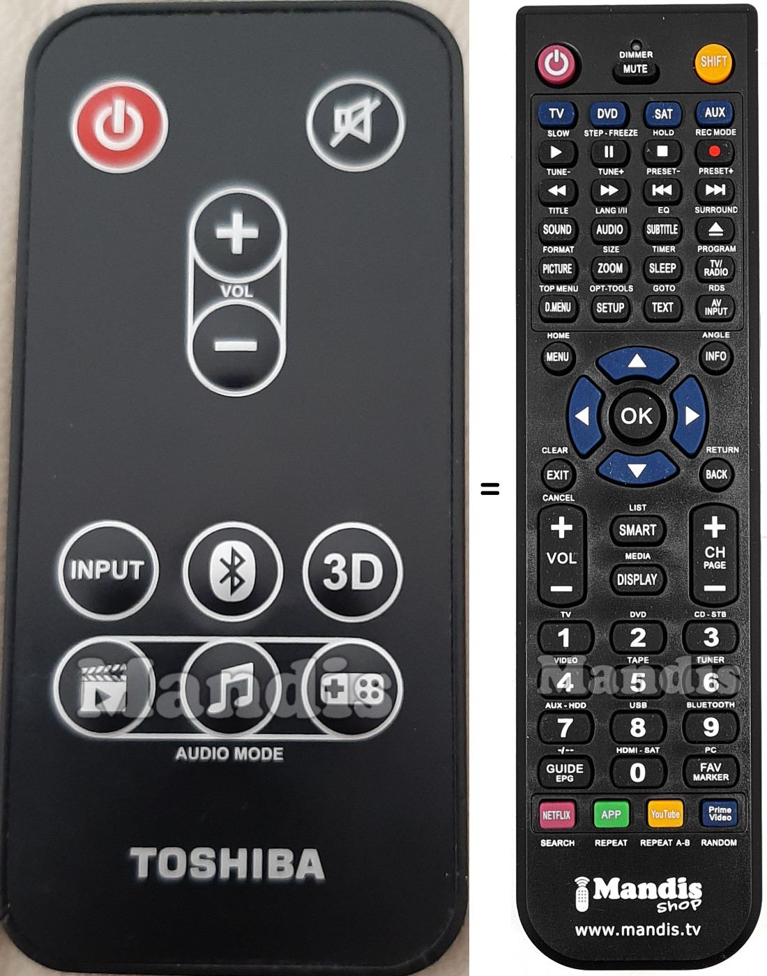 Replacement remote control Toshiba SBM1W