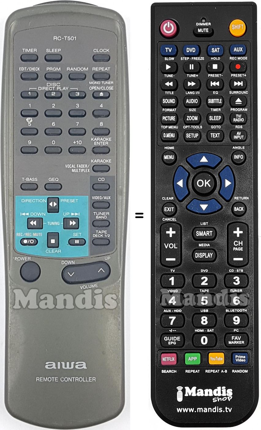 Replacement remote control Aiwa RC-T 501