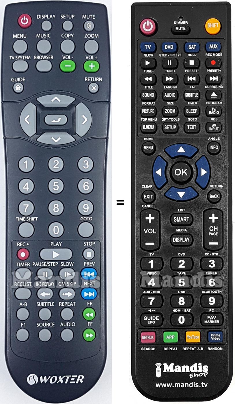 Replacement remote control WOX007