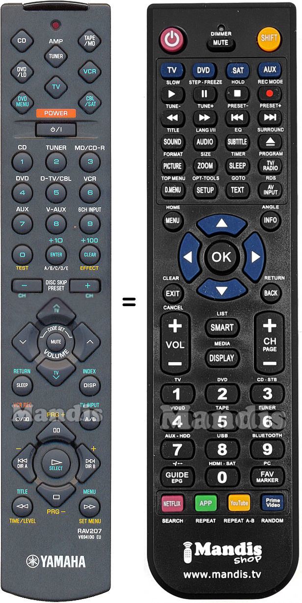 Replacement remote control Yamaha RAV207