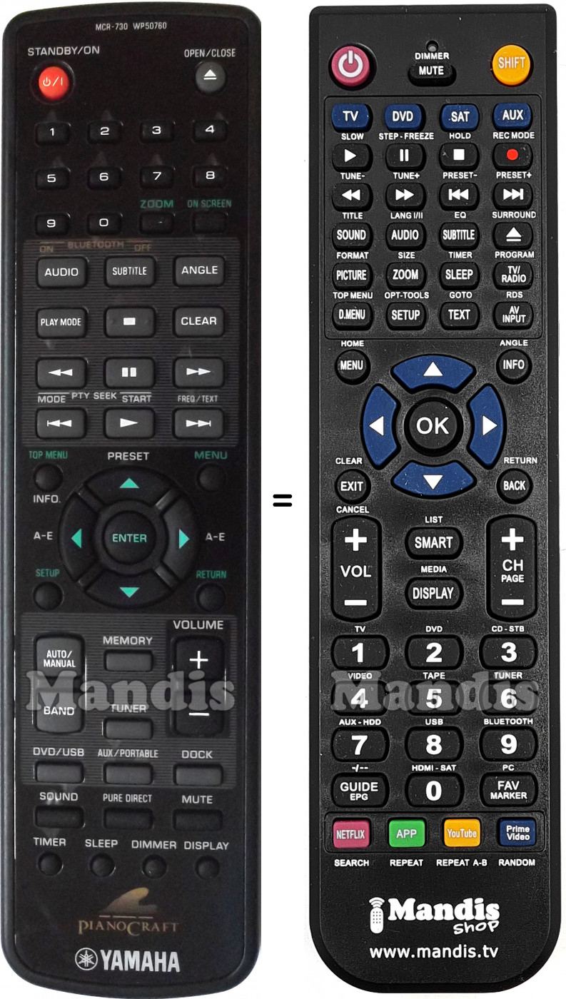 Replacement remote control Yamaha MCR-730