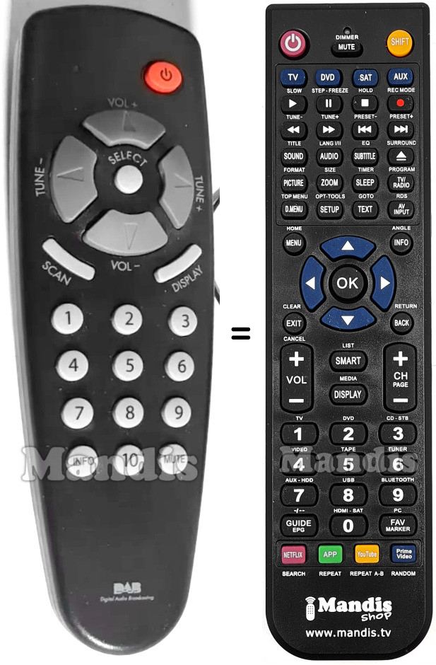 Replacement remote control Matsui DA-1 DAB TUNER