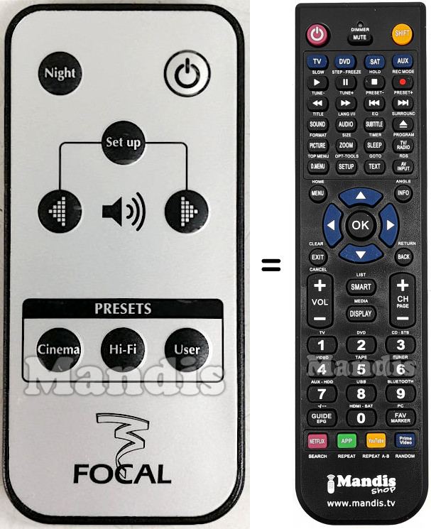 Replacement remote control FOCAL FOCAL003