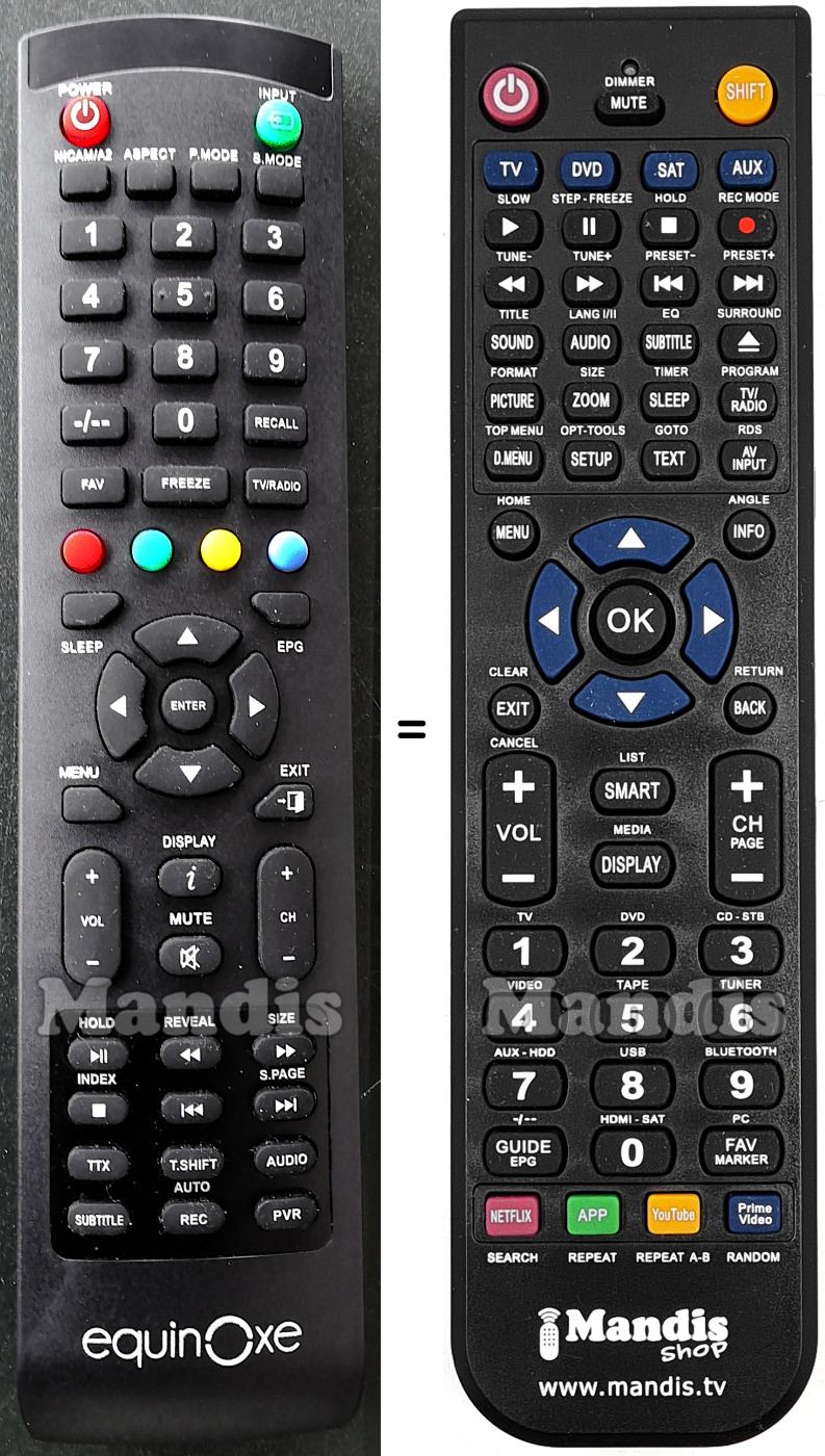 Replacement remote control equinOxe001