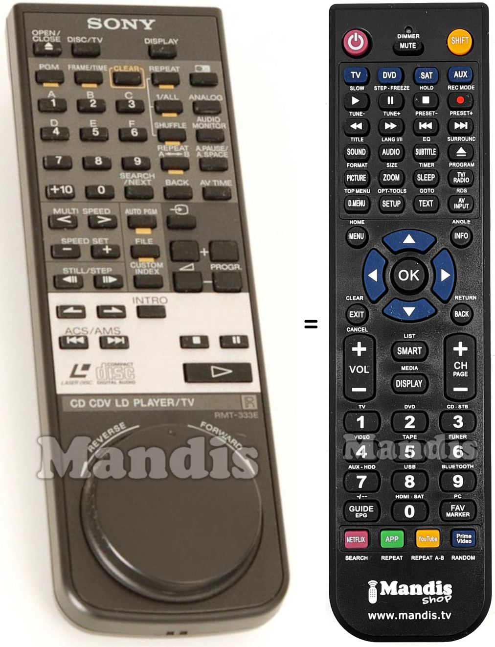 Replacement remote control Sony RMT-333E