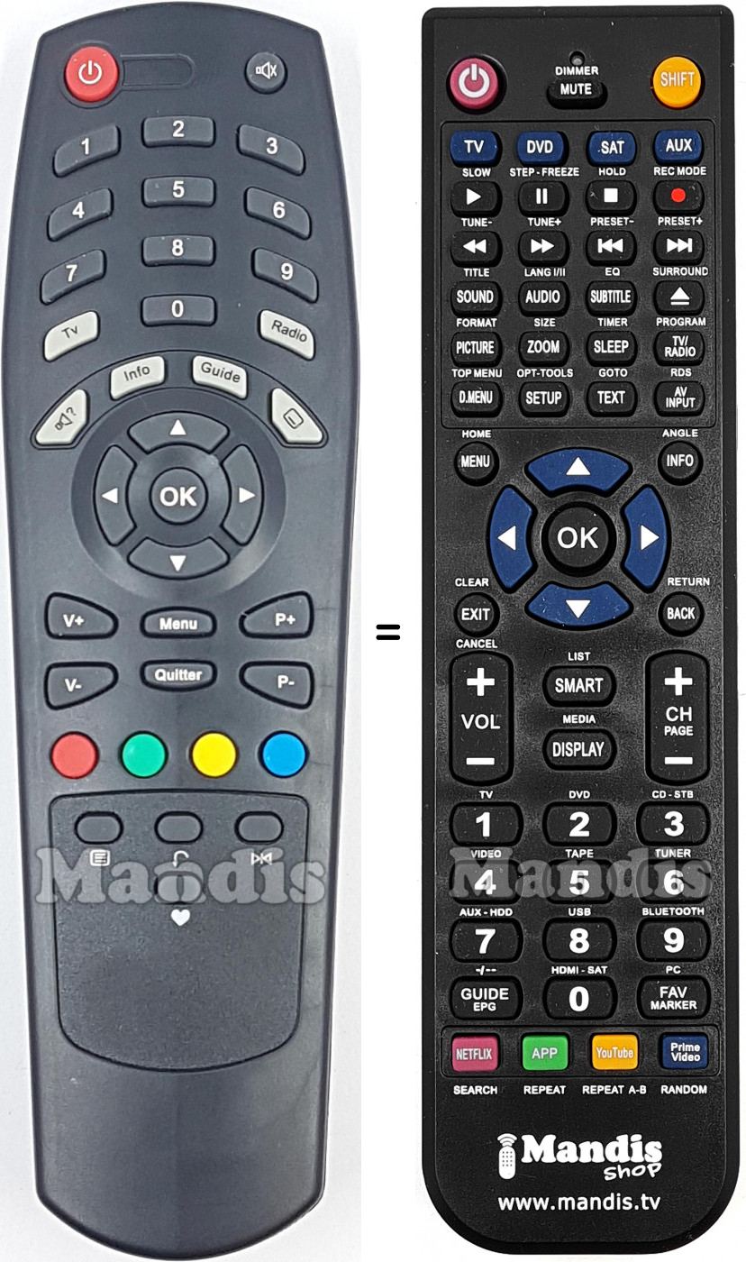 Replacement remote control SAGEMCOM 253226546