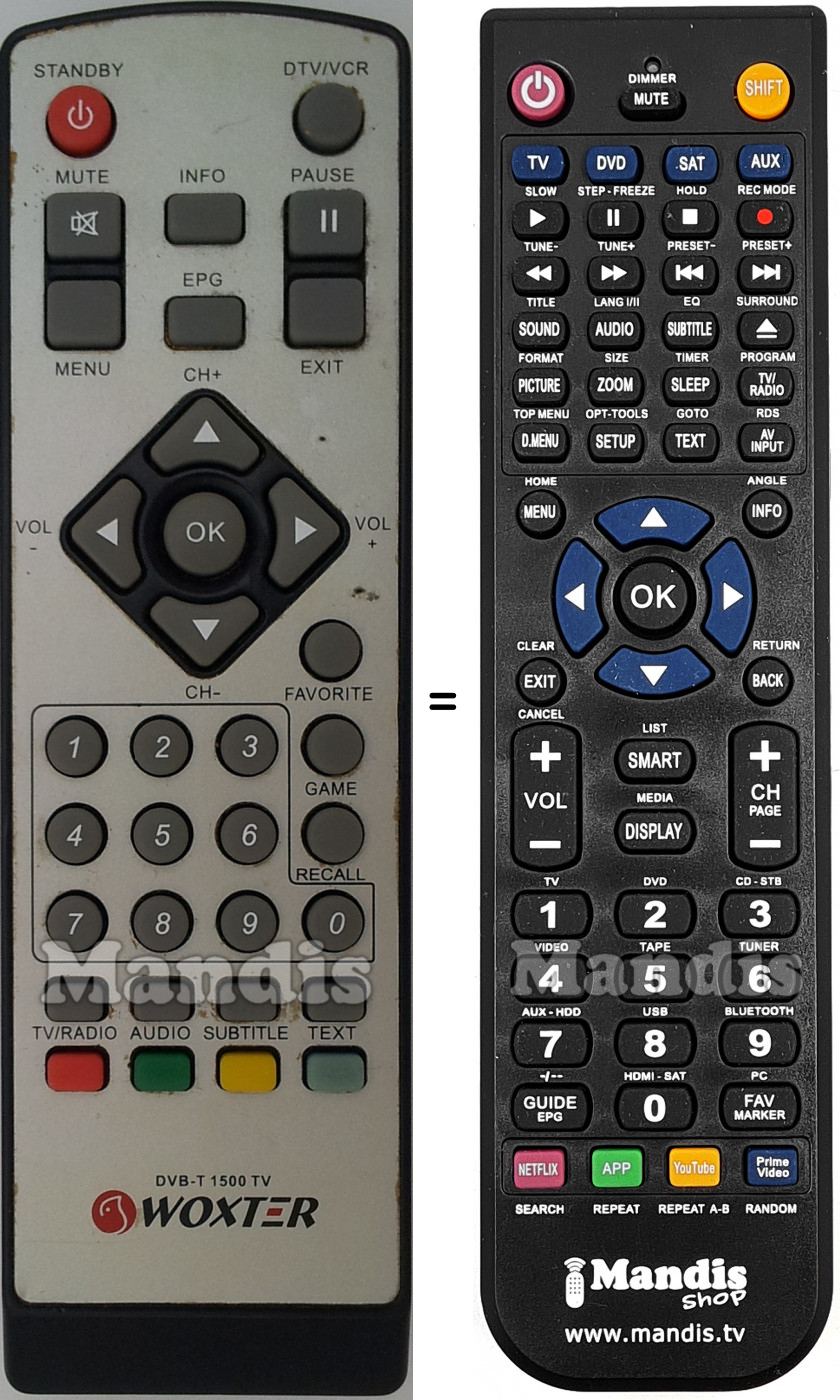 Replacement remote control Woxter DVB-T1500TV