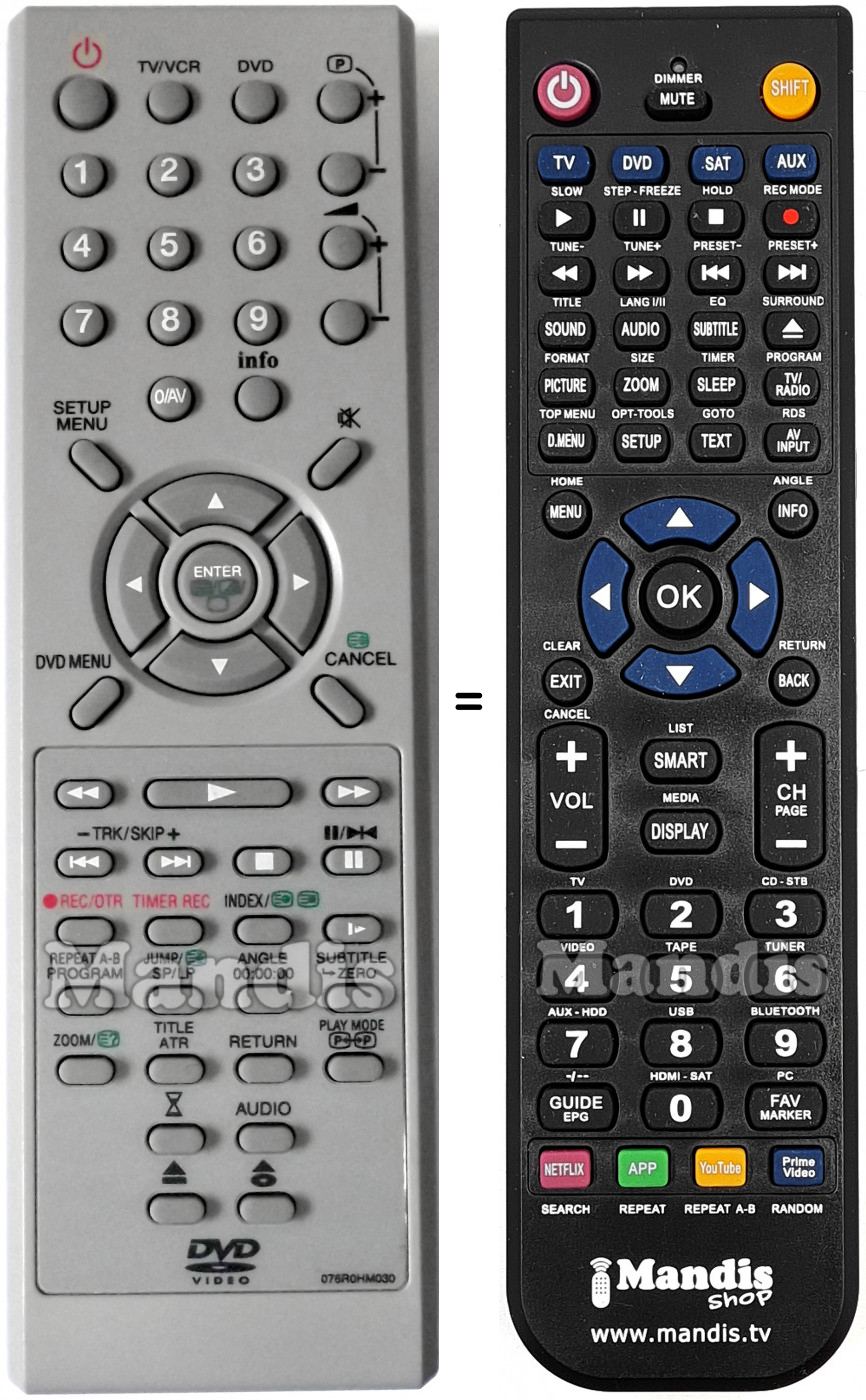 Replacement remote control 076R0HM030