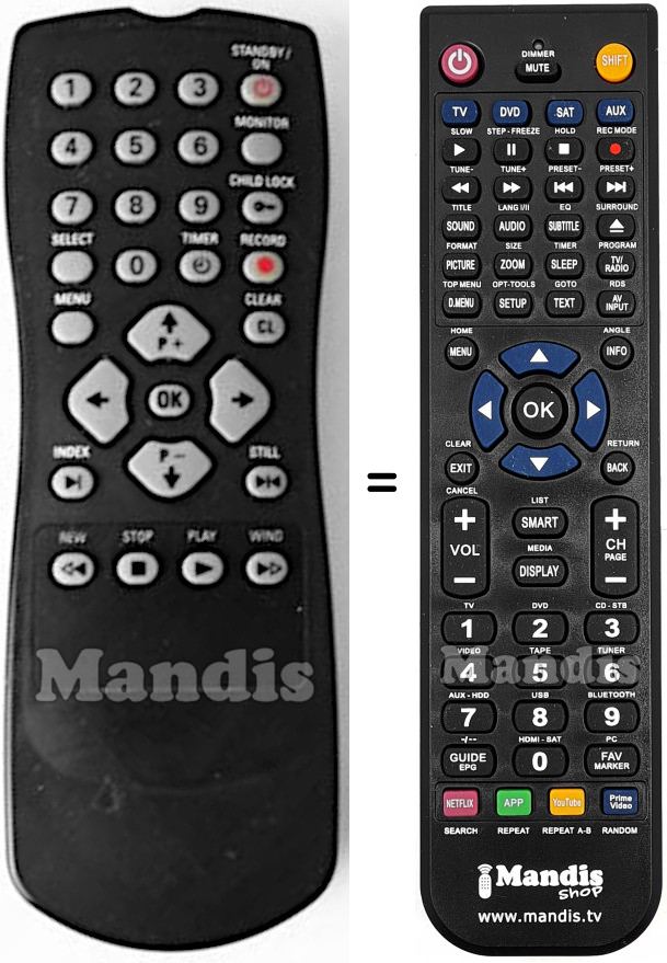 Replacement remote control VR3770B
